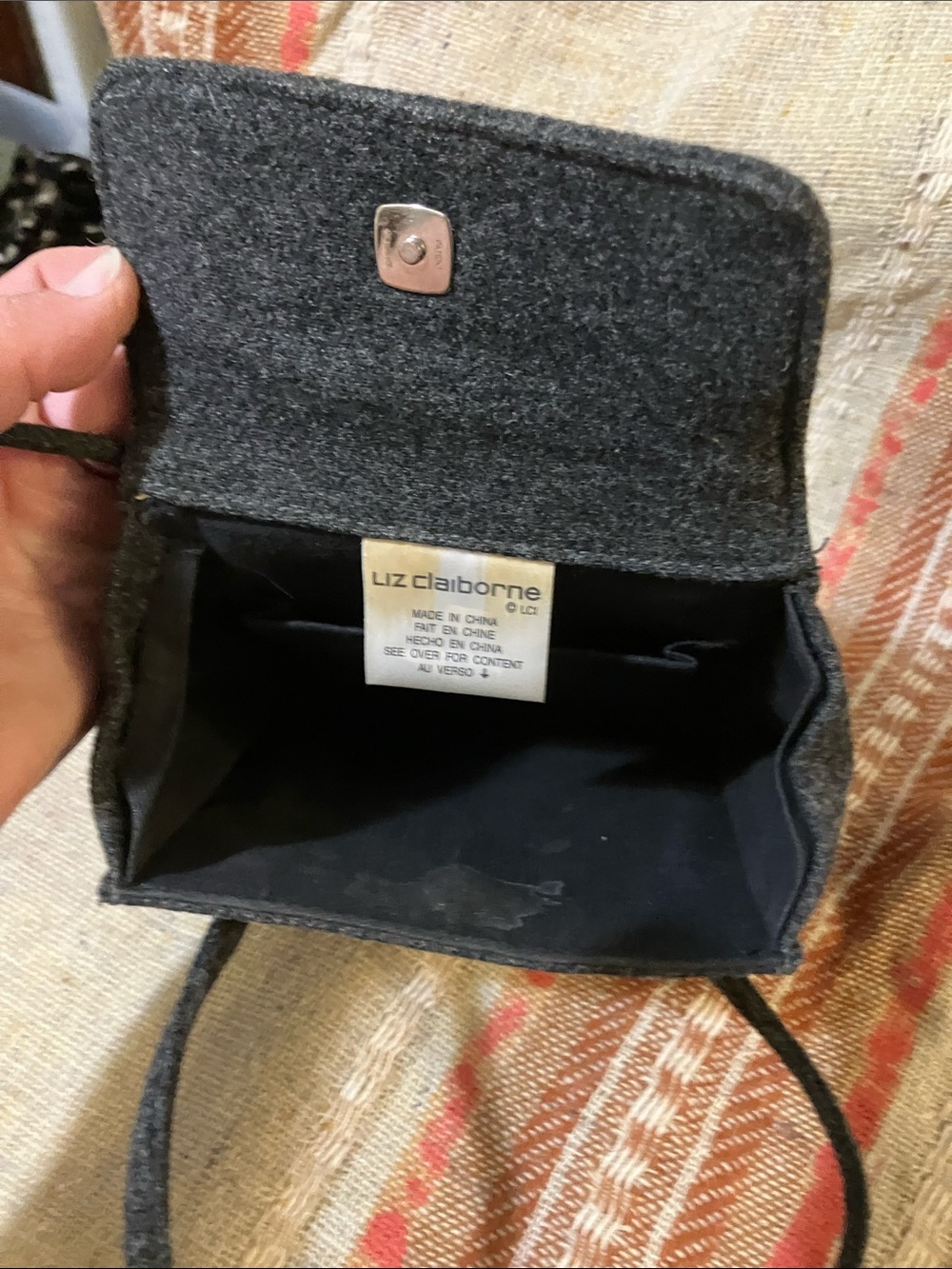Liz Claiborne wool mini bag with floral embroidery retro - Picture 8 of 10